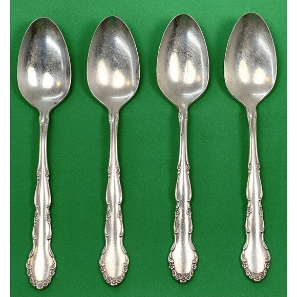 4 ONEIDA Ltd 1881 Rogers Silverplate Flirtation 6" Small SPOONS Flatware *Flaws* - Picture 1 of 3
